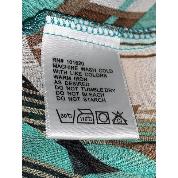 Rancho Estancia Sz MEDIUM Green Brown Southwest Chiffon Lace Trim Tunic EUC - Picture 11 of 11